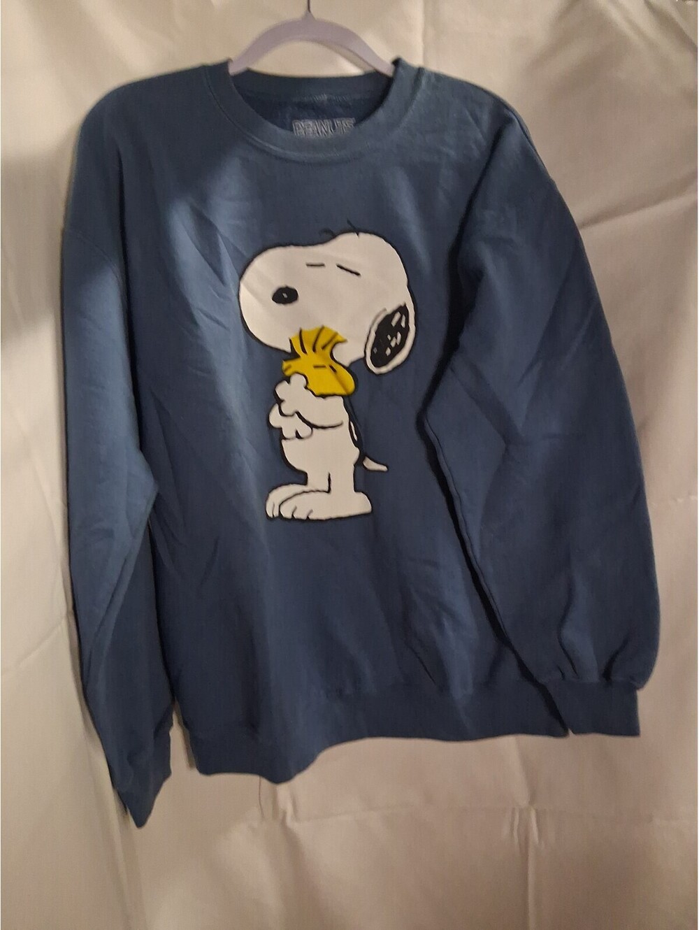 Peanuts Sweatshirt Women Large Blue Snoopy Woodstock Happiness O2